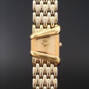 Seiko Gold Trapezoid Case Quartz Wristband